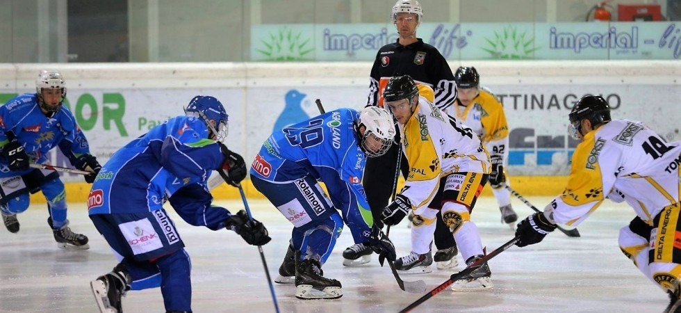 Un frangente di Aurora Frogs - Fiemme 3-4, partita di campionato Serie B